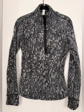 Lululemon Run Briskly 1/2 Zip Jacquard Black Alpine White Size 6